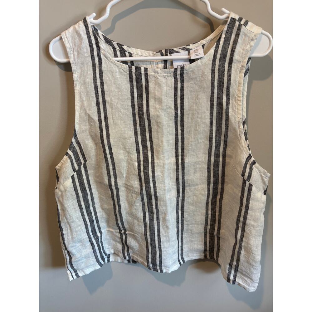 100% Linen Sleeveless Top by C&C California size XL